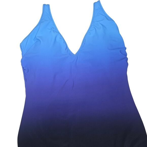 Profile by Gottex Splendor Ombre Swimsuit V-Neck Soft Cups Tummy Control Size 16 - Picture 5 of 11